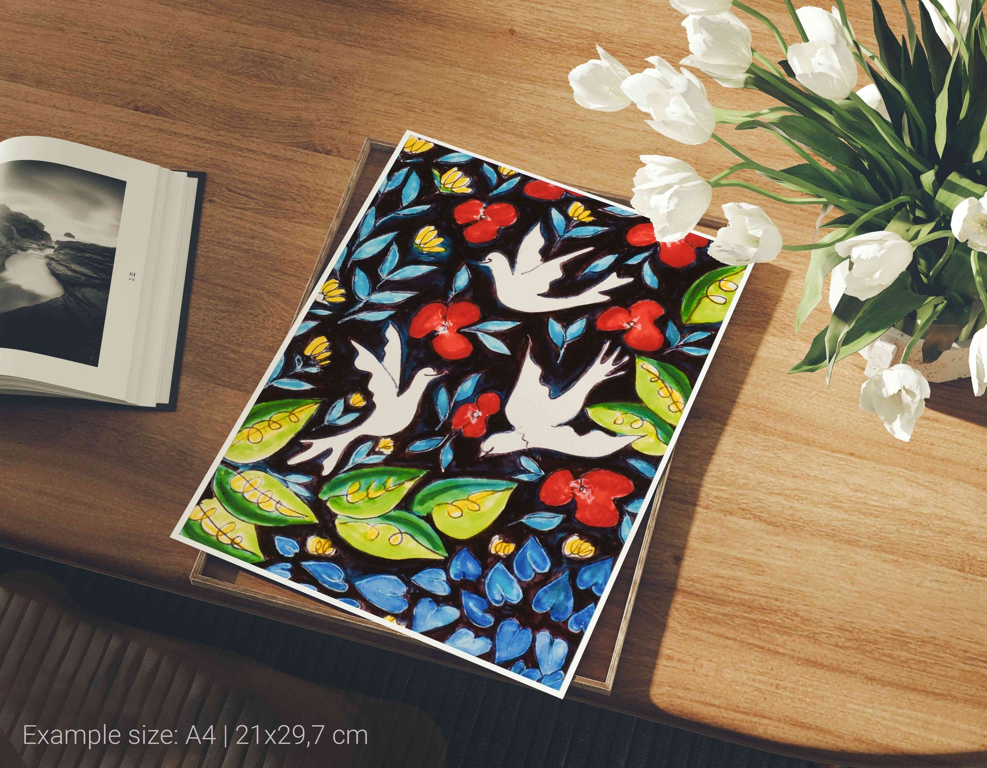 fine art print las 3 palomas A4 flat