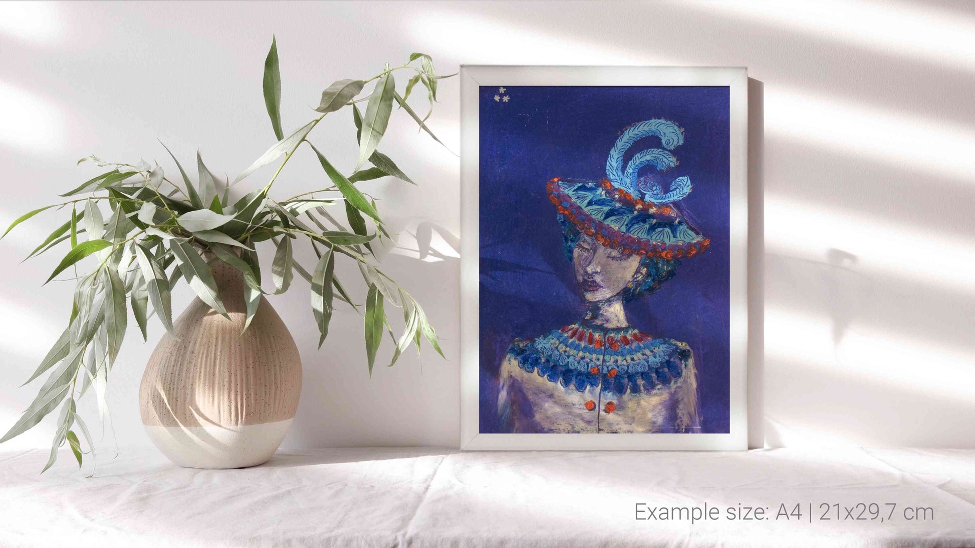 fine art print le chapeau a plumes A4