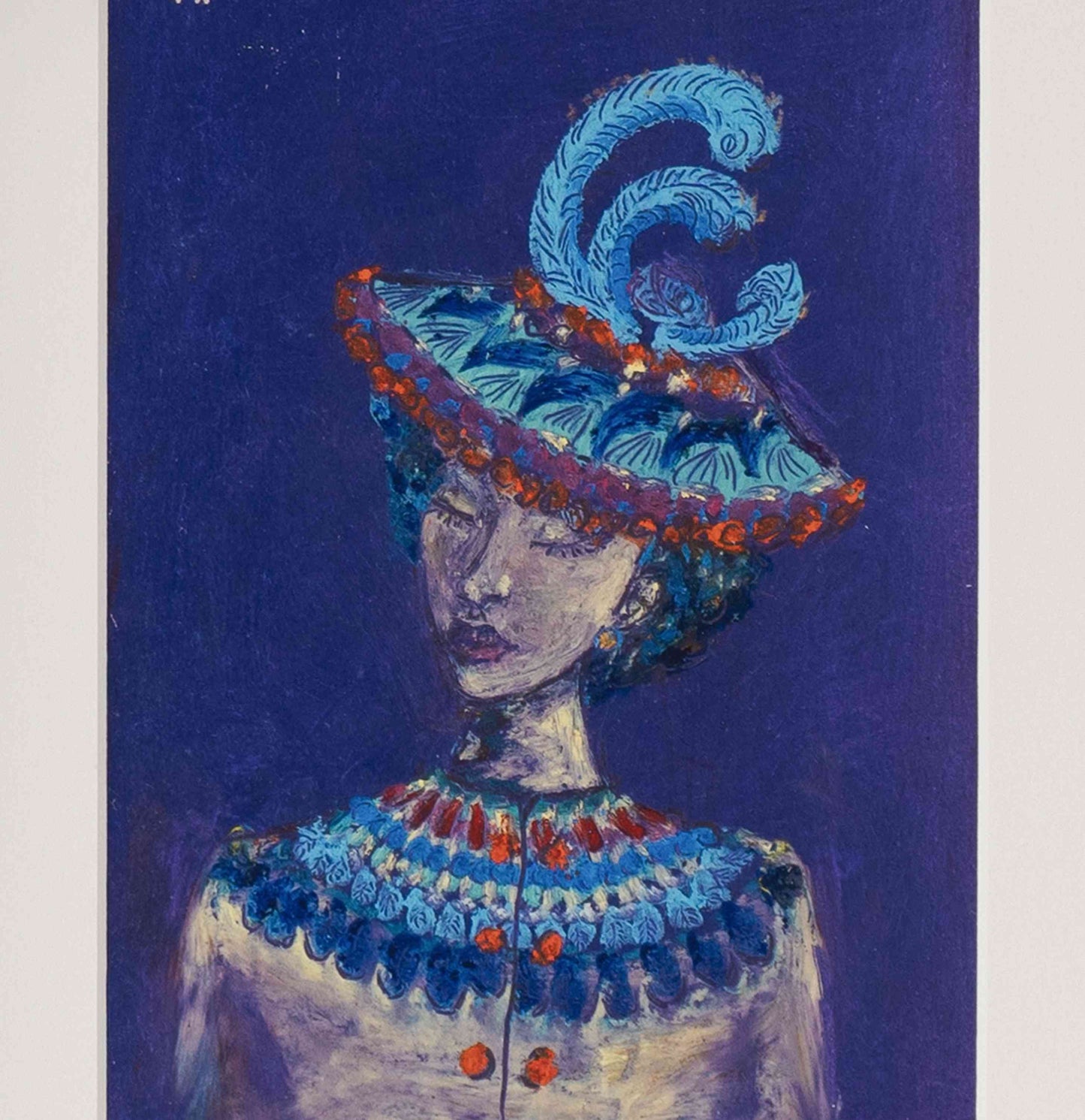 fine art print le chapeau a plumes detail