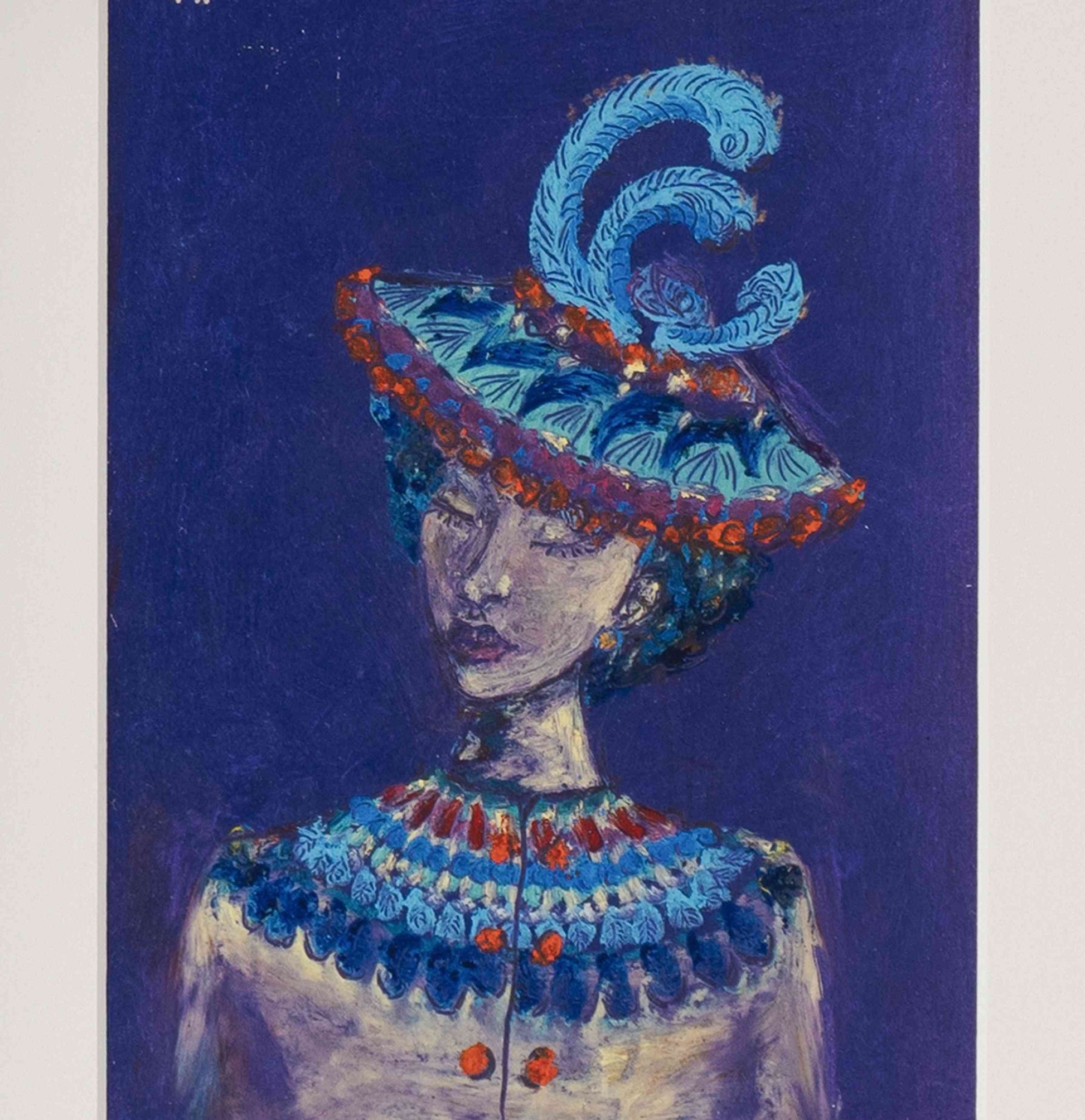 fine art print le chapeau a plumes detail