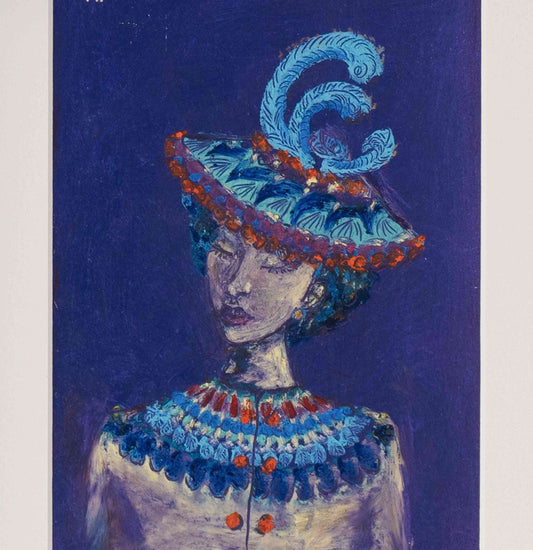 fine art print le chapeau a plumes detail