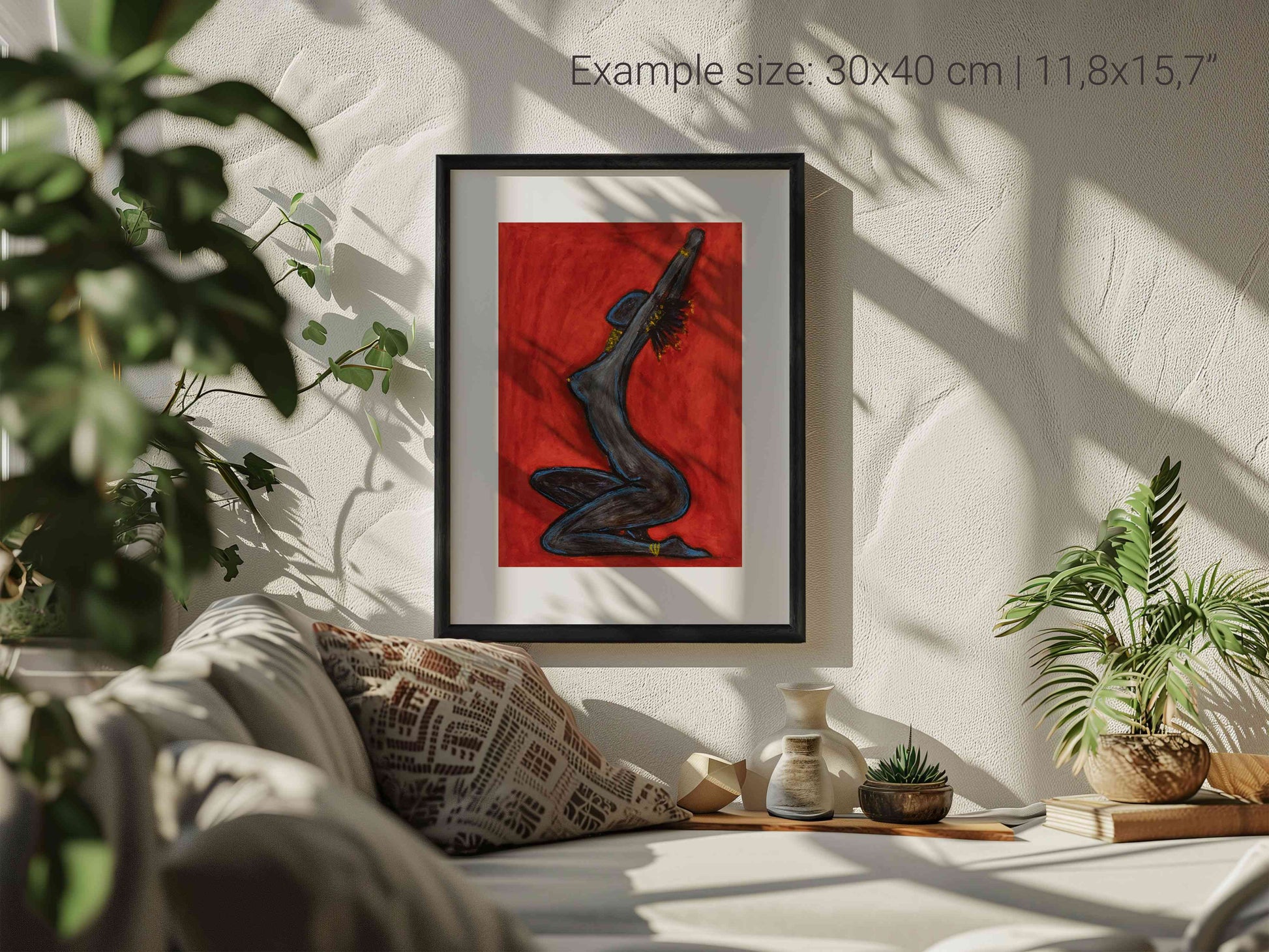 fine art print yoga in red 30x40 cm