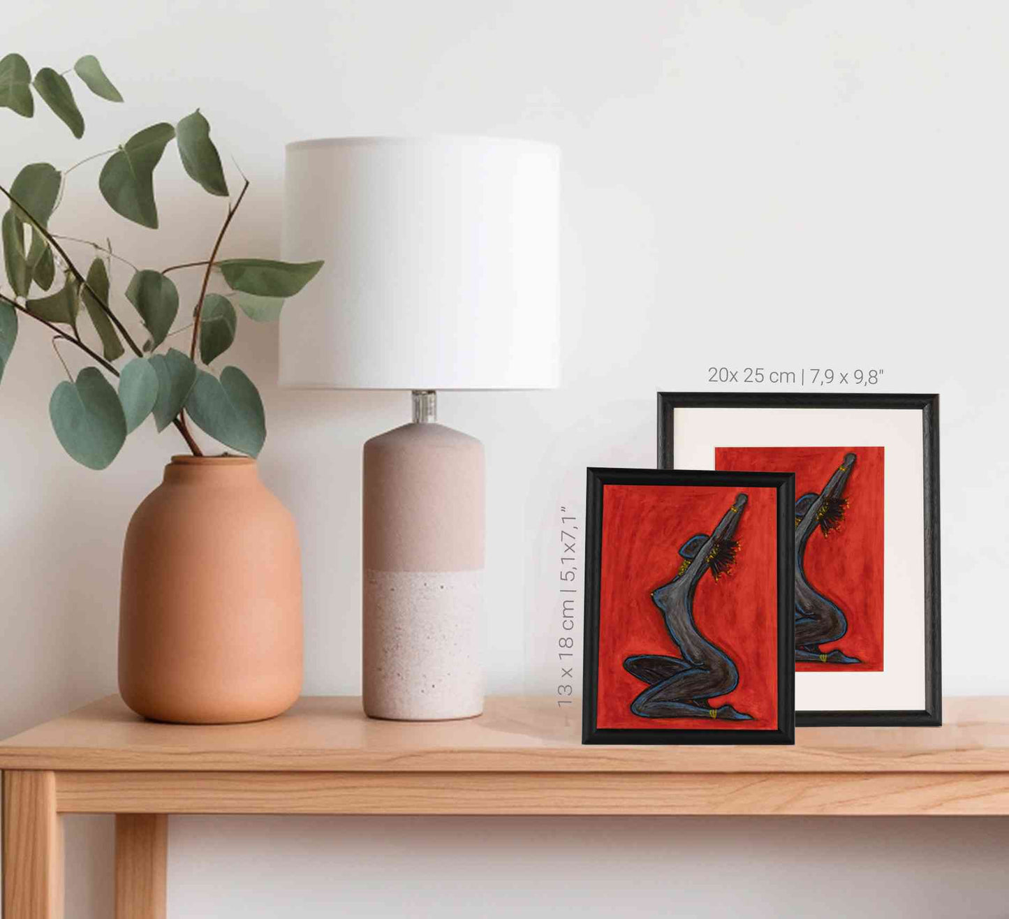 fine art print yoga in red two formats